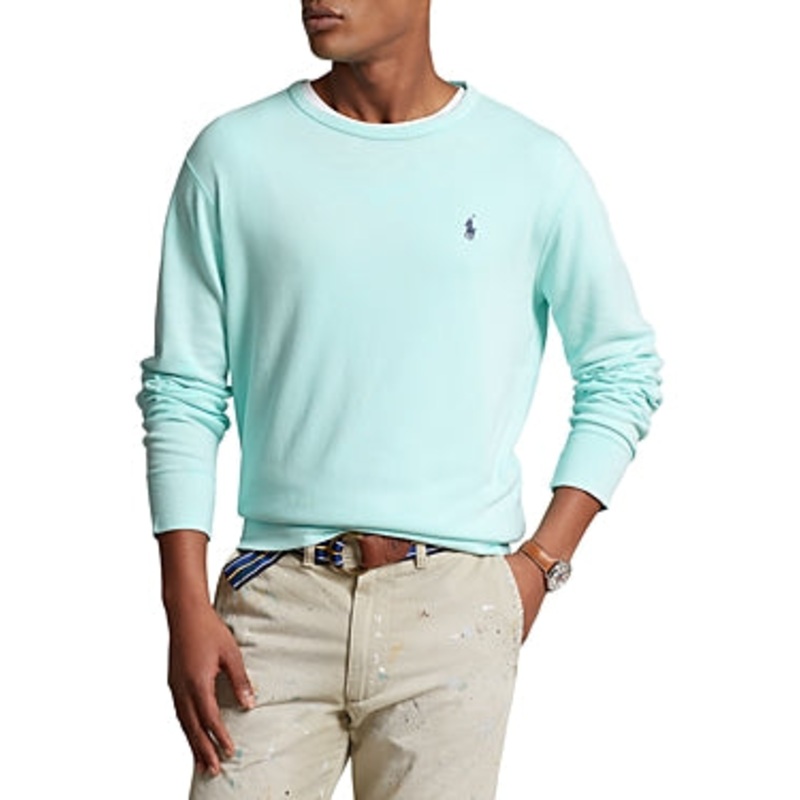 Polo Ralph Lauren Men's Cotton Terry Crewneck Sweatshirt Island Aqua Blue XL
