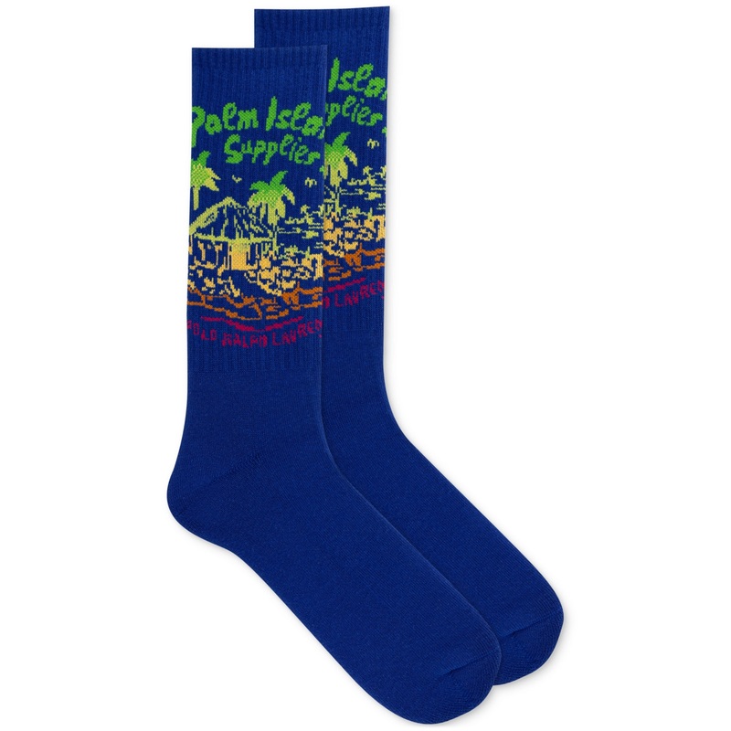 Polo Ralph Lauren Men's Palm Island Supplies Crew Socks Blue One Size