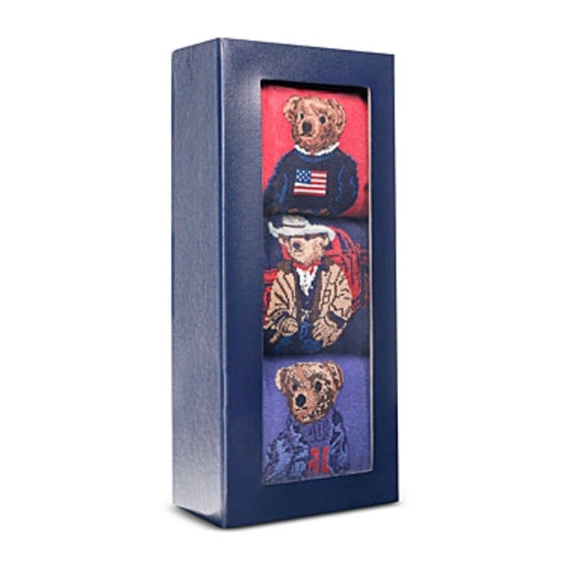 Ralph Lauren Polo Men's 3-Pair Assorted Bear Cotton-Blend Crew Socks 6 - 12