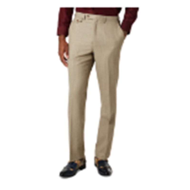 Tayion Collection Men's Dress Pants Taupe 32 x 30 Solid Classic-Fit Wool