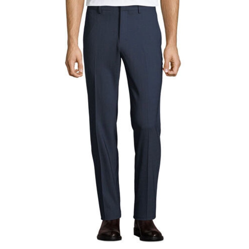 Theory Zaine Stretch Flannel Slim Fit Dress Pants Size 34 Navy Blue