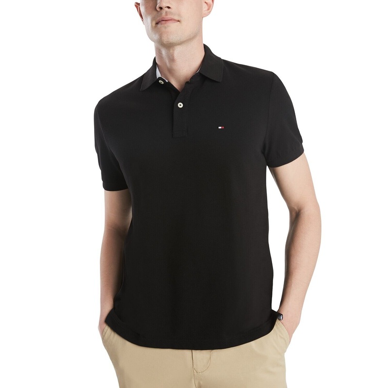 Tommy Hilfiger Men's Custom Fit Ivy Polo Shirt Small Black