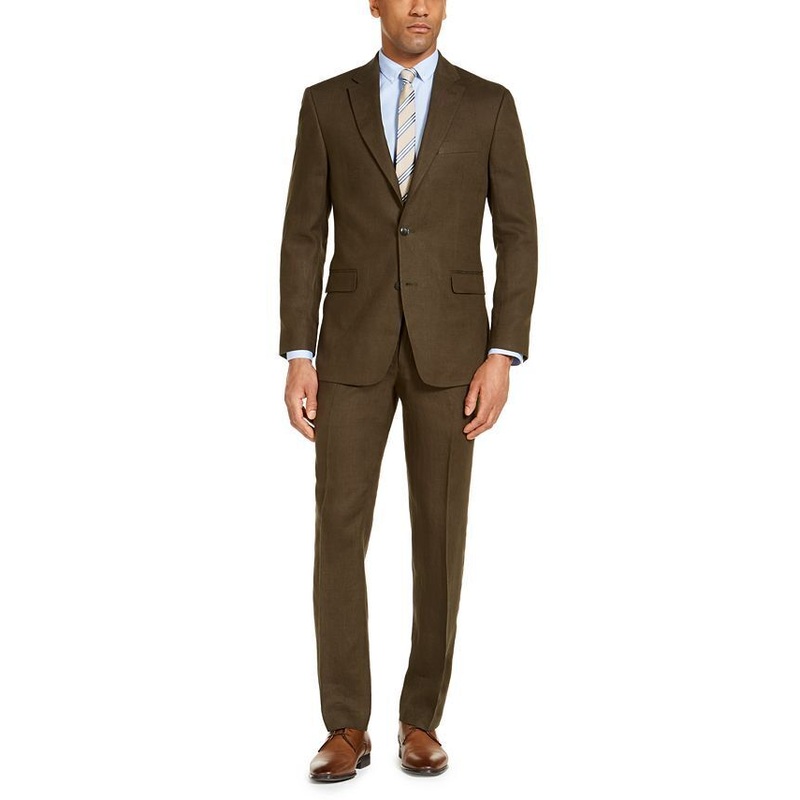 Tommy Hilfiger Men's Modern Fit Linen Suit Jacket Olive Green 42R