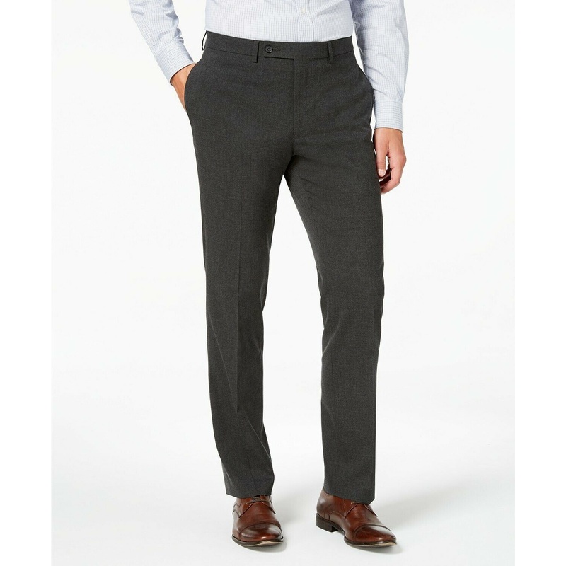 Van Heusen Flex Men's Slim-Fit Suit Pants 39 x 32 Charcoal Grey Flat Pant