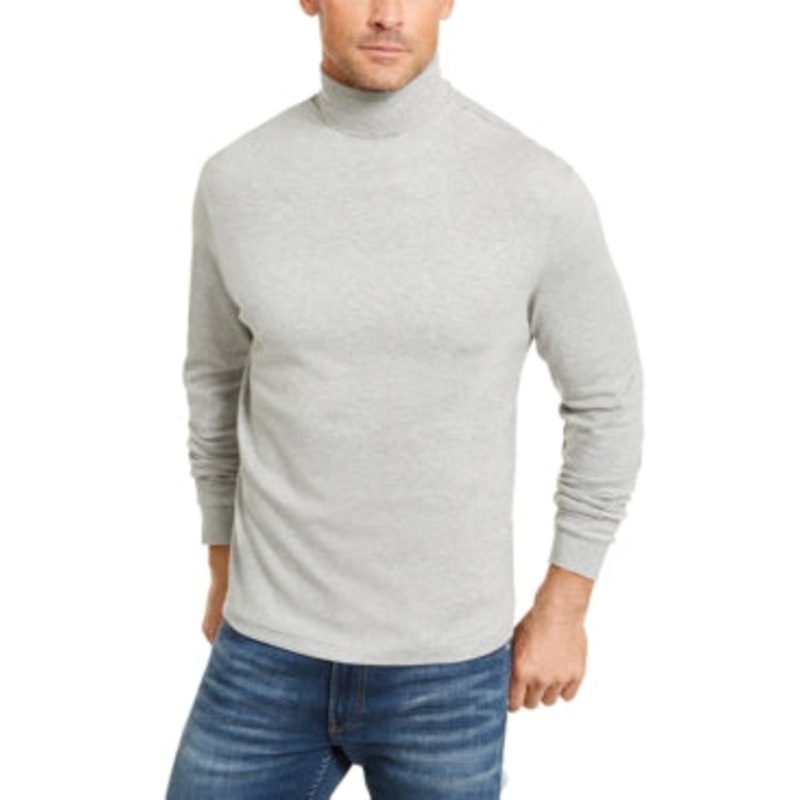 Club Room Men's Solid Turtleneck Shirt Soft Grey Medium