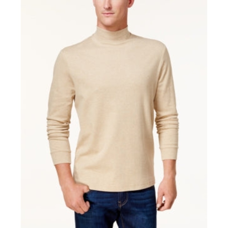 Club Room Men's Solid Turtleneck Shirt Toast Heather Beige XL
