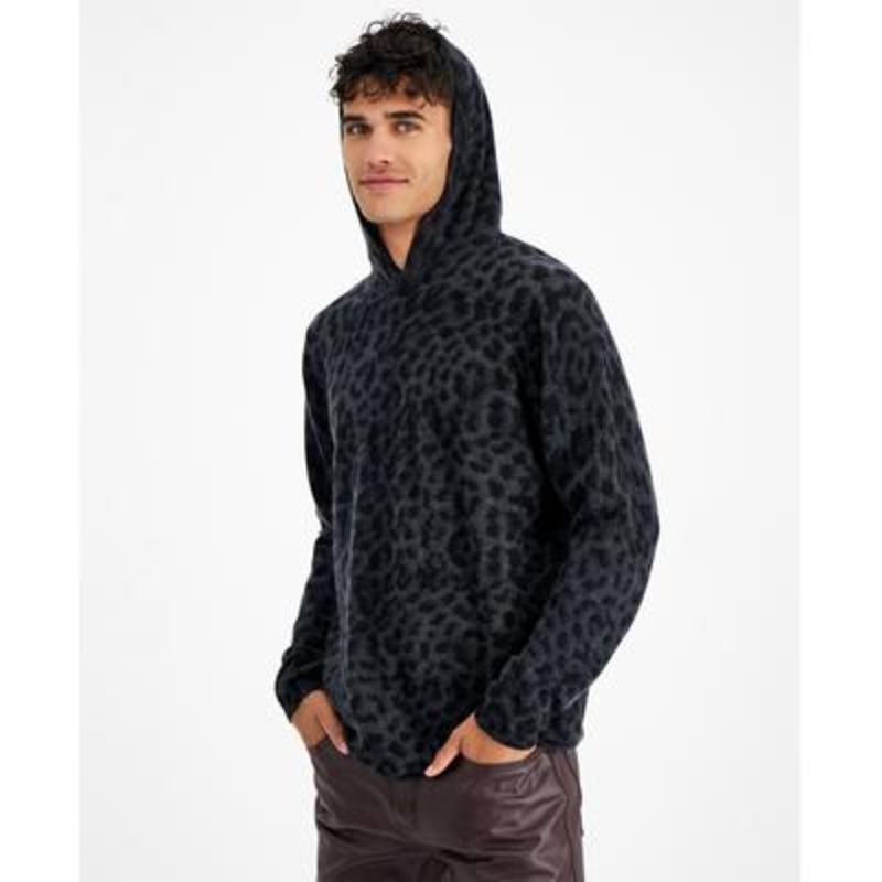 INC International Concepts Men Animal Hooded Sweater Black Medium Cashmere