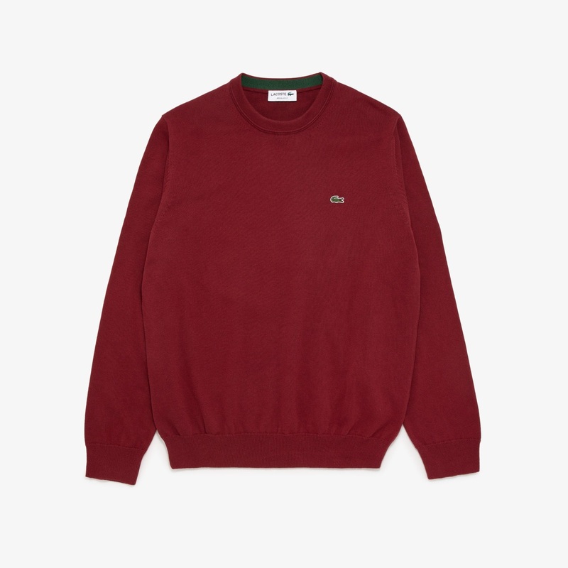 Lacoste Mens Crew Neck Cotton Sweater Maroon Red  3XL