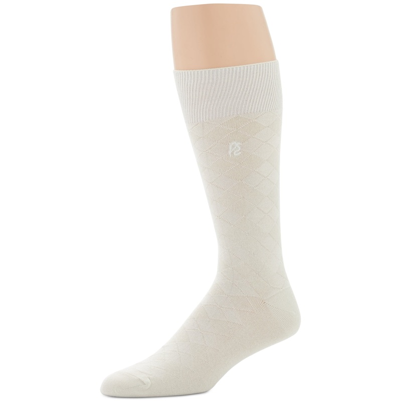 Perry Ellis Mens Diamond Single Pack Socks White One Size