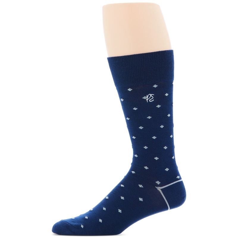 Perry Ellis Portfolio Men's Moisture Wicking Neat Crew Socks Blue One Size