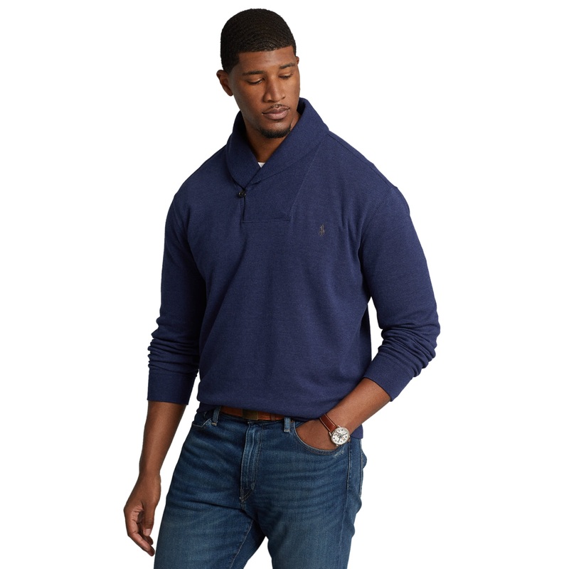 Polo Ralph Lauren Men's Big & Tall Shawl-Collar Pullover Sweater 4XB Navy Blue