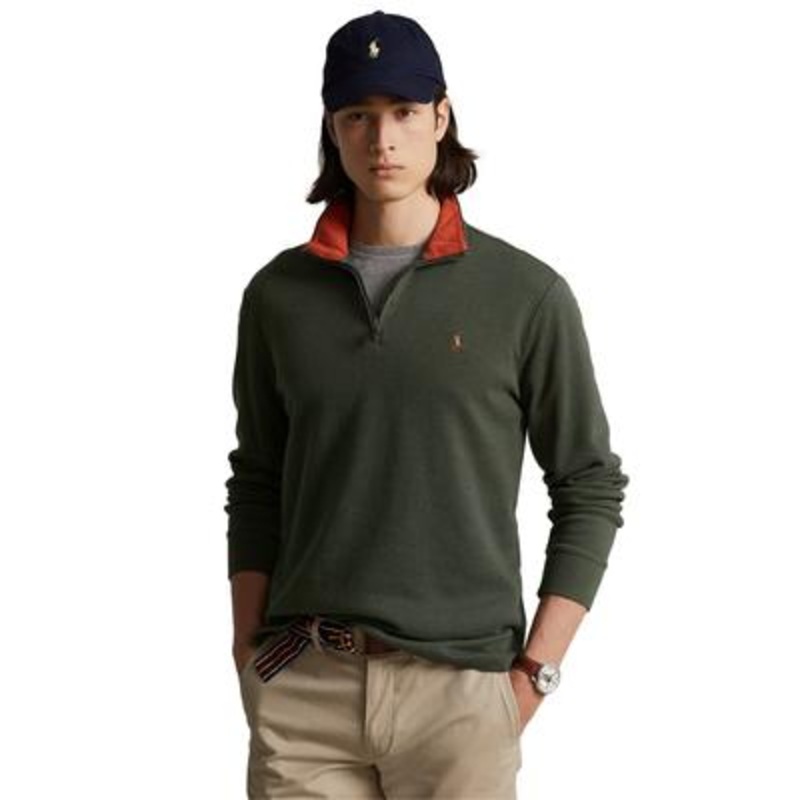 Polo Ralph Lauren Men's Estate-Rib Quarter-Zip Pullover Sweater XL Angler Green
