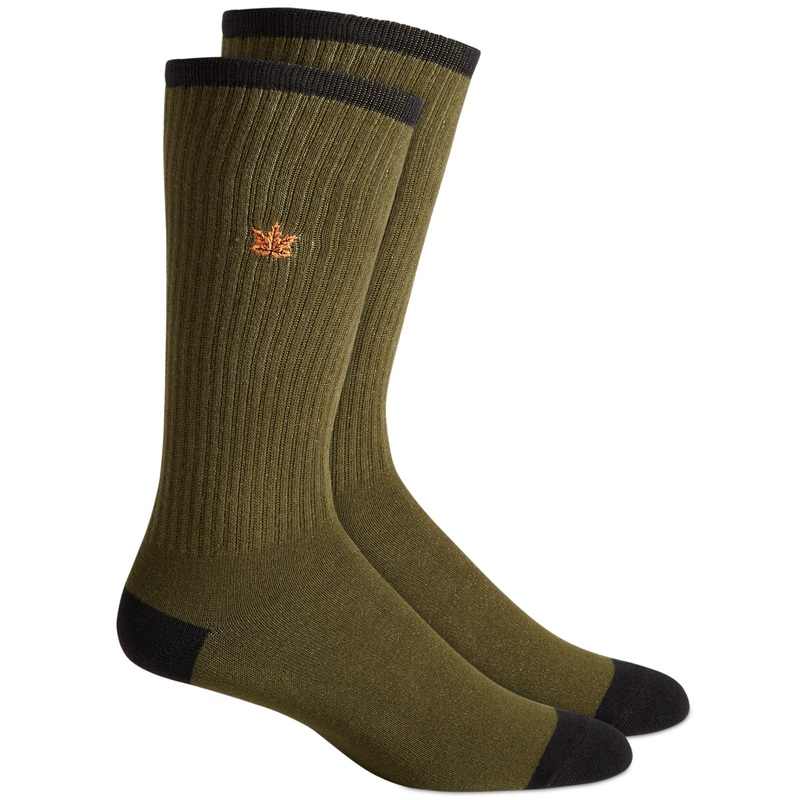 Sun + Stone Men's Leaf Crew Socks Olive Greeb Size 10 to 13