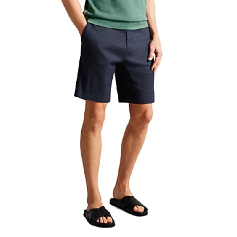 Ted Baker Men's Linen Blend Half Elasticated Shorts Blue 38" Waist