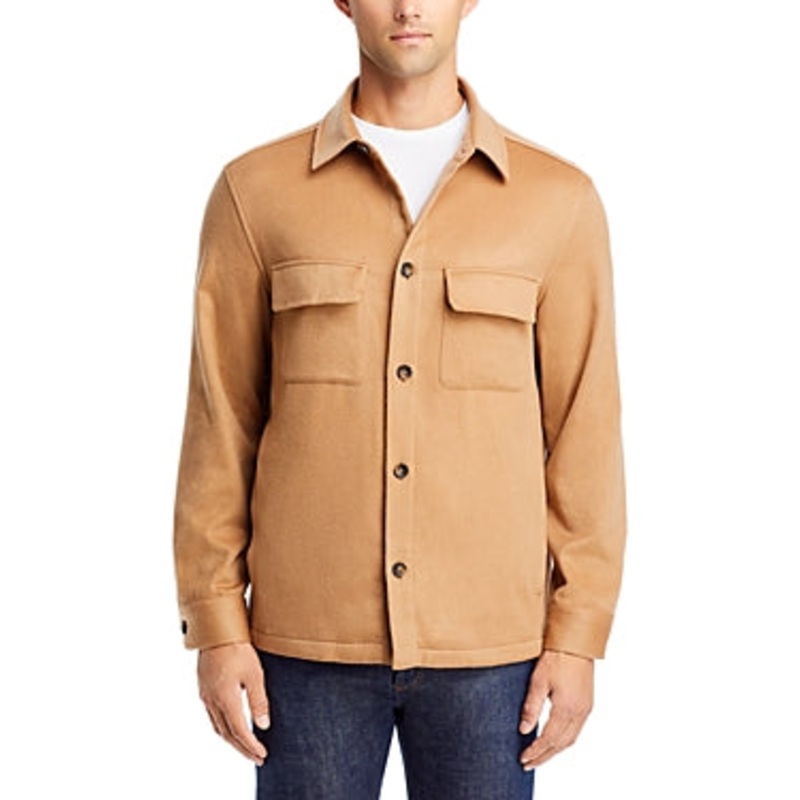 The Men's Store  Pure Cashmere Overshirt Jacket Large Camel