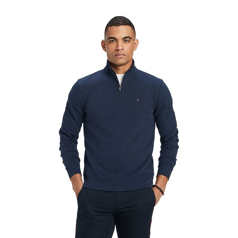 TOMMY HILFIGER Men's Big & Tall French Rib Quarter-Zip Sweater Navy Blue 3XL
