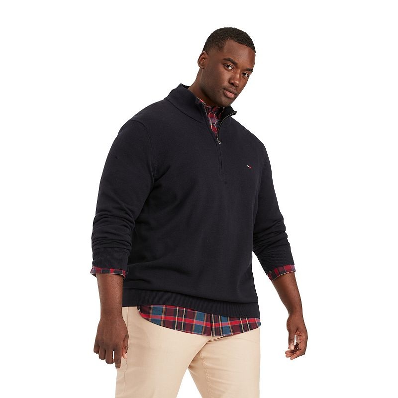 Tommy Hilfiger Quarter Zip Sweater XXL 2XL Blue Navy Cotton