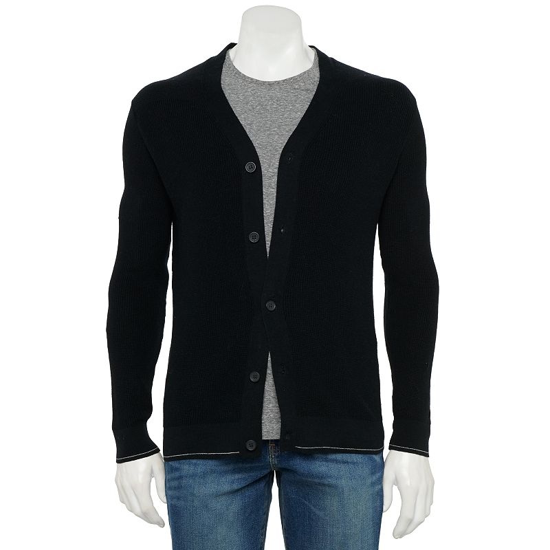 X Ray Men's Solid Cardigan Sweater Black Size XXXL 3XL