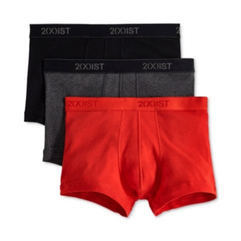 2xist Men's Essential No-Show Trunks 3-Pack XL Black Charcoal Red