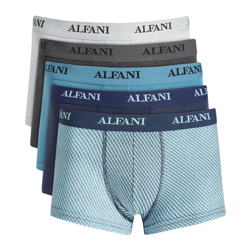 Alfani Men's 5 Pack Solid & Stripe Boxer Briefs Trunks XL Blue