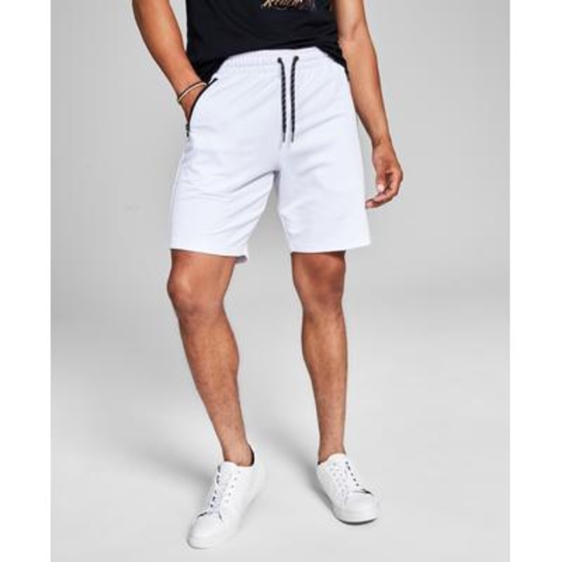 And Now This Mens French Terry Classic Fit Casual Shorts White Small