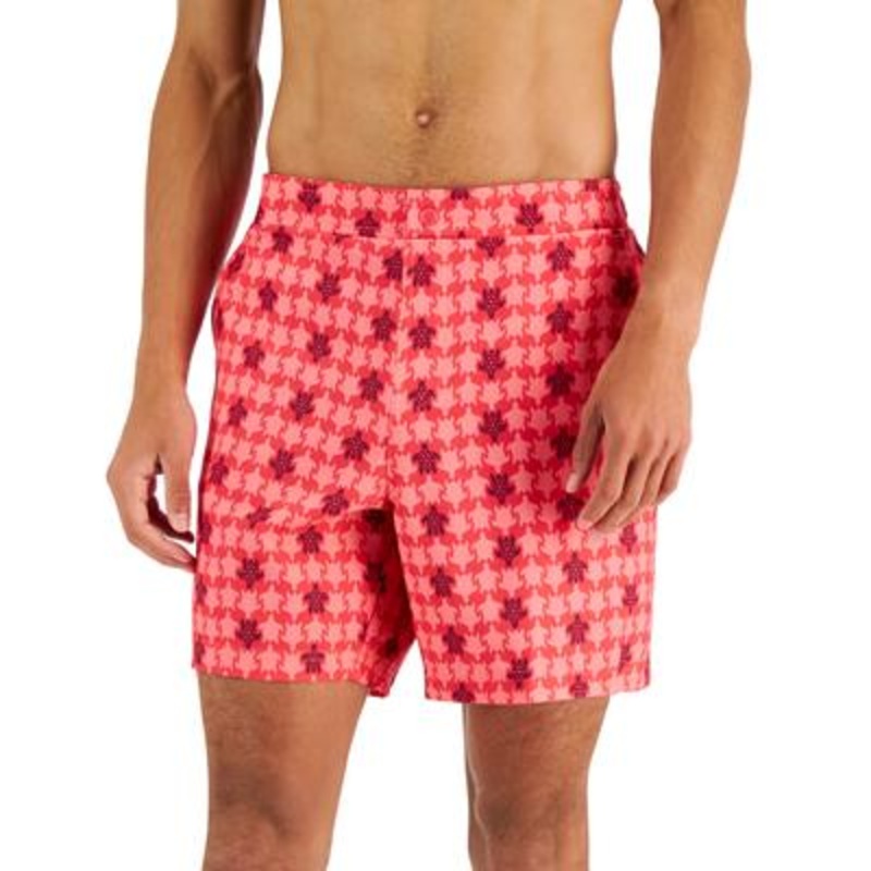 Club Room Men's Beach to Boardwalk Turtle-Print 7" Swim Shorts Red Medium