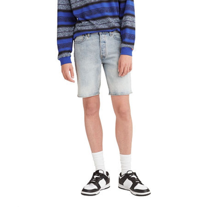Levi's Men's 501 Original Hemmed Stretch Jean Shorts Unleashed Light Blue 40