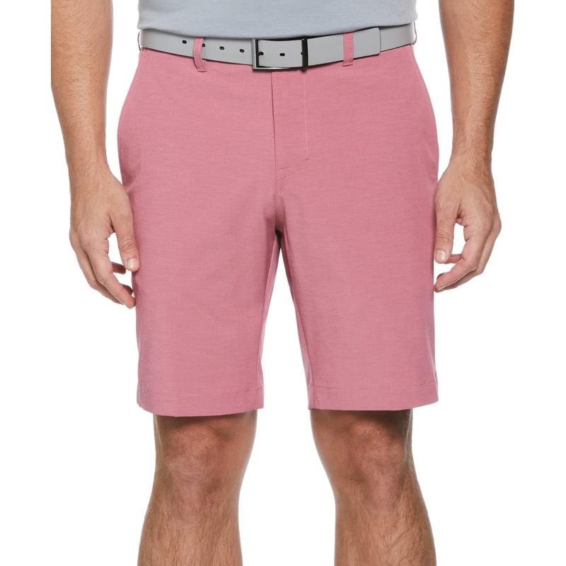Pga Tour Men's Flat-Front 4-Way Stretch 9" Shorts Heather Rose Red 38"
