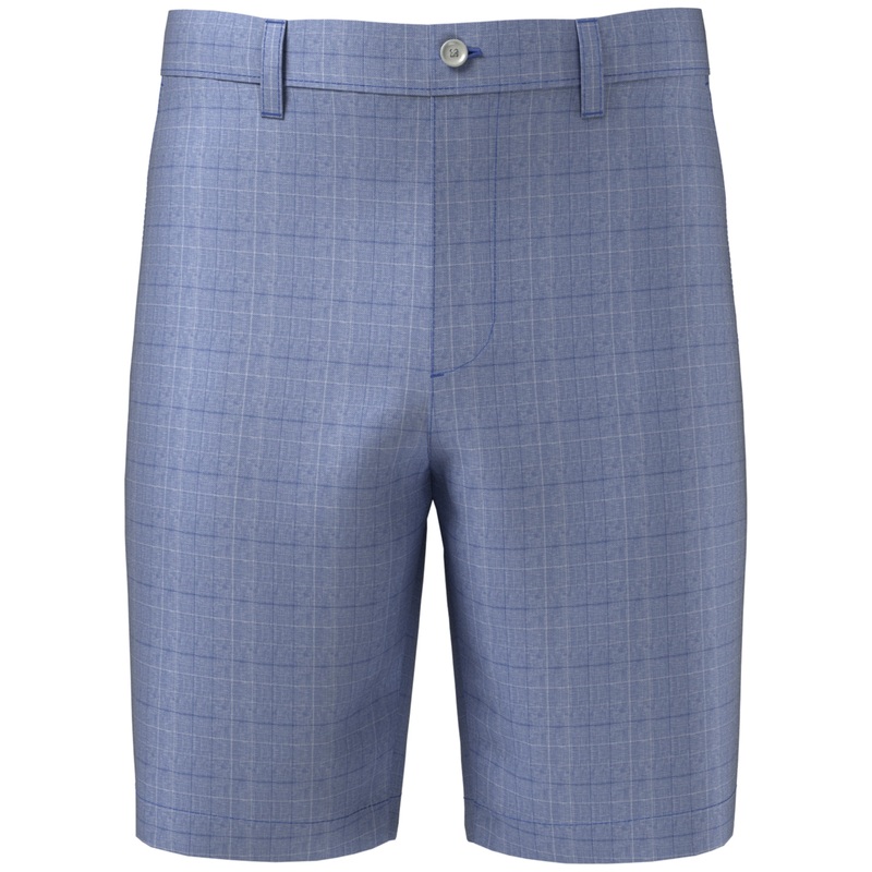 Pga Tour Men's Flat Front Vacation Plaid 9" Golf Shorts Nautical Blue 38"