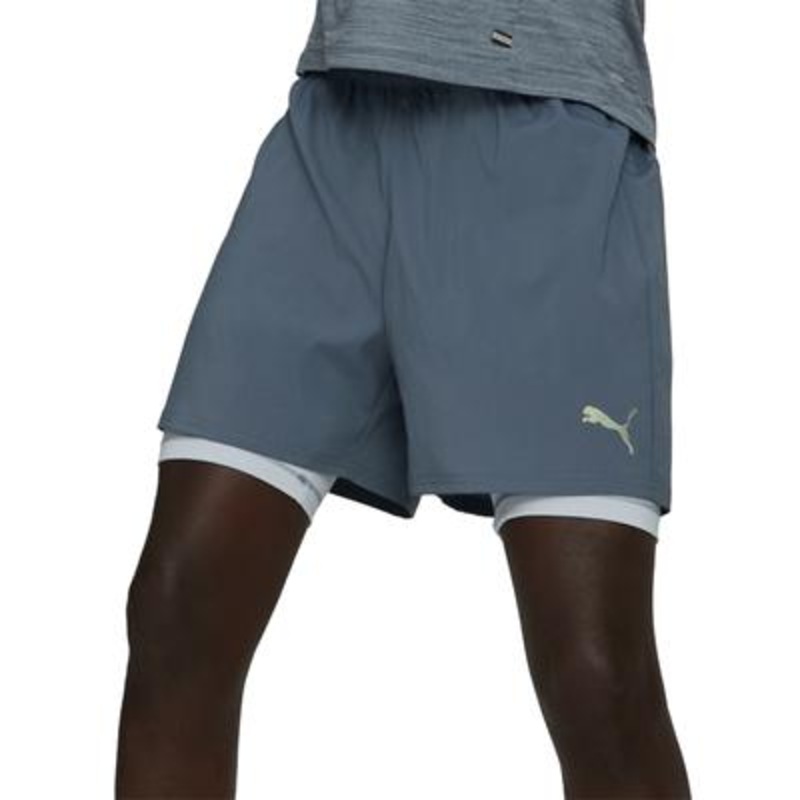 Puma Men's 2-in-1 Moisture-Wicking 5 Running Shorts Blue Large