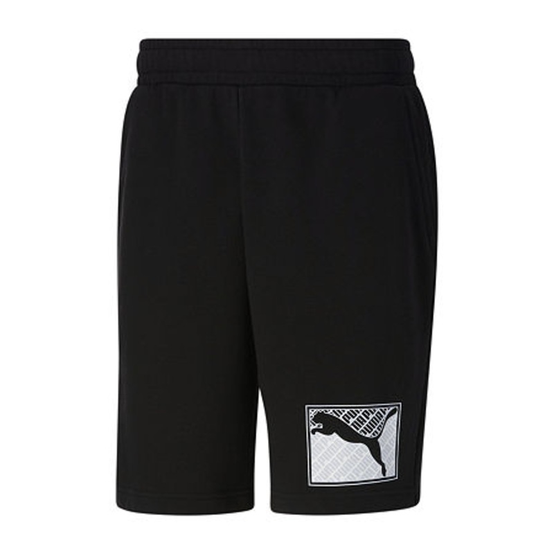 PUMA Men's Casual Shorts Black Logo Crosswise Shorts Small