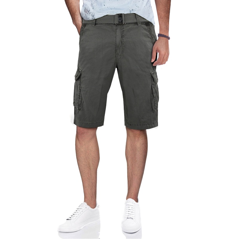 Raw X Men's Belted Twill Tape Cargo Shorts 34 Gray
