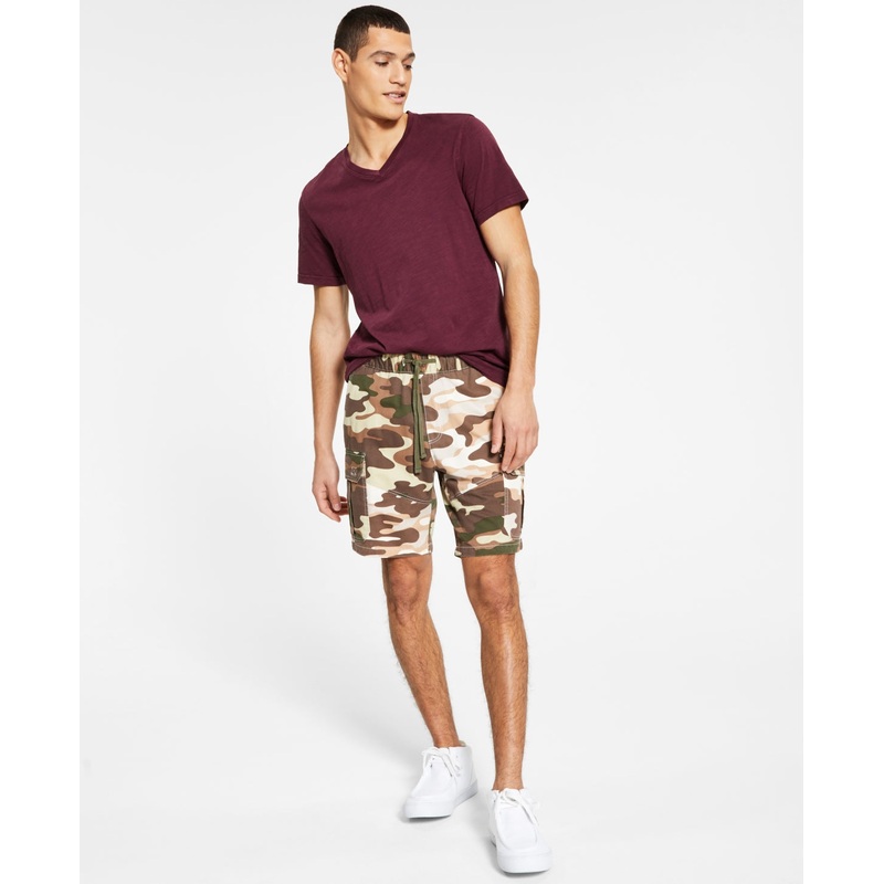 Sun + Stone Men's Camo-Print Shorts Camo Brown Large