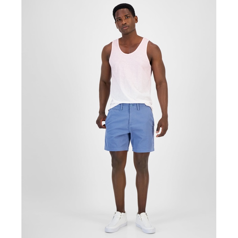 Sun + Stone Men's Colin Flat Front 7" Chino Blue Shorts 36