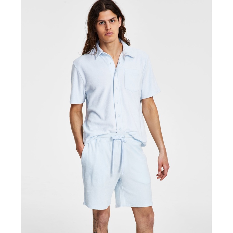 Sun + Stone Men's Towel French Terry Shorts Ice Melt Blue Small