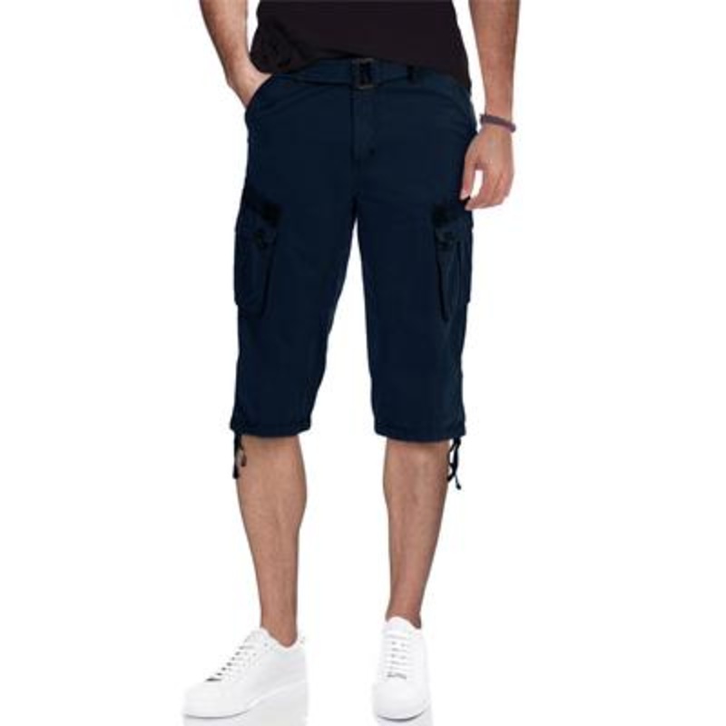 X-Ray Men's Belted Capri Cargo Shorts Size 42 Blue Navy