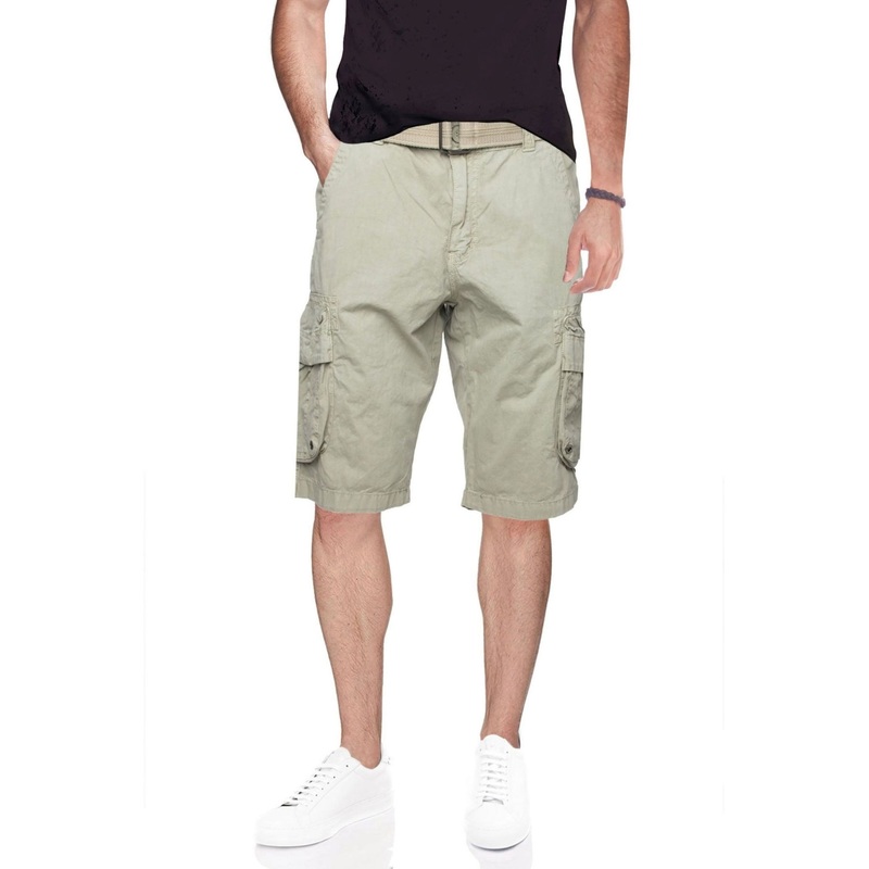 X-Ray Men's Belted Double Pocket Cargo Shorts Beige Stone 46"