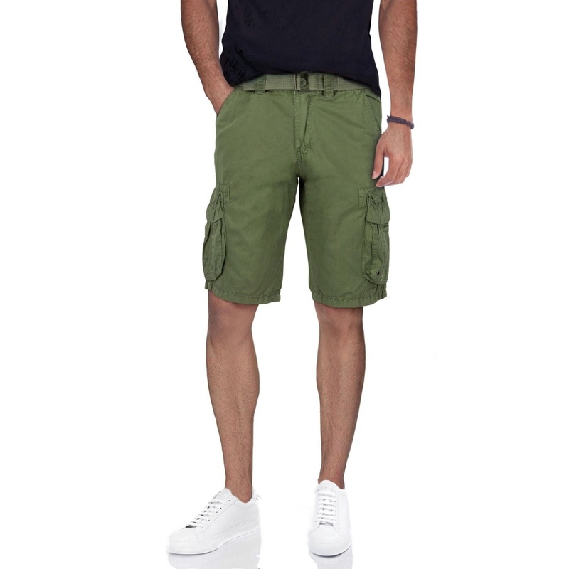 X Ray Men's Belted Double Pocket Cargo Shorts Grass Green 42
