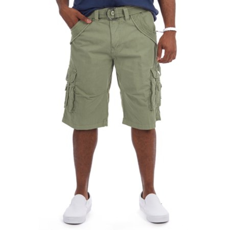 X-Ray Men's Belted Double Pocket Cargo Shorts Sage Green 34"