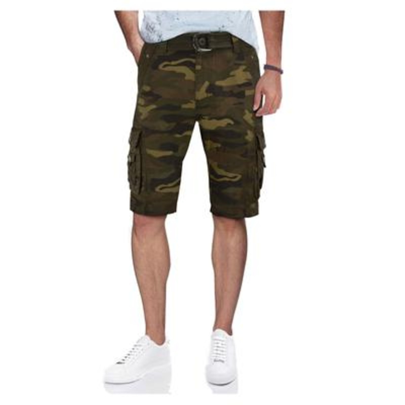 X-Ray Men's Belted Snap Detail Cargo Shorts Size 38 Brown Camo