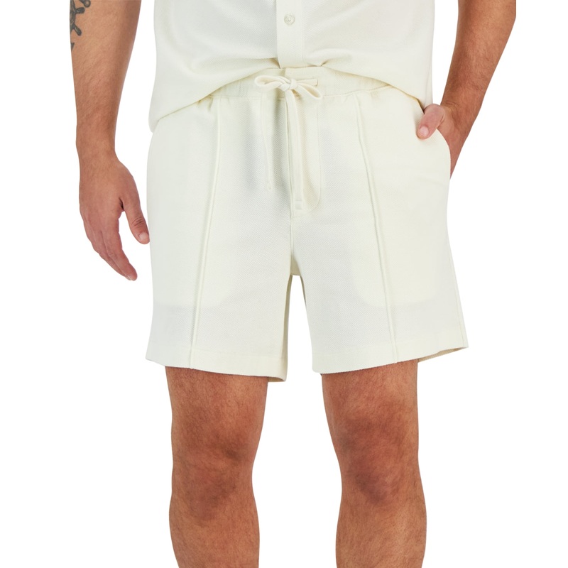 Alfani Men's Solid Pique Shorts Vanilla Ice White XL