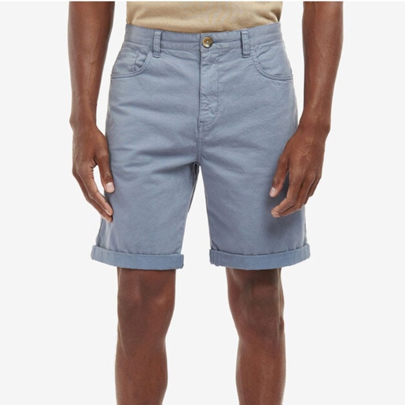 Barbour Overdyed Mens Twill Chino Shorts Light Blue 36