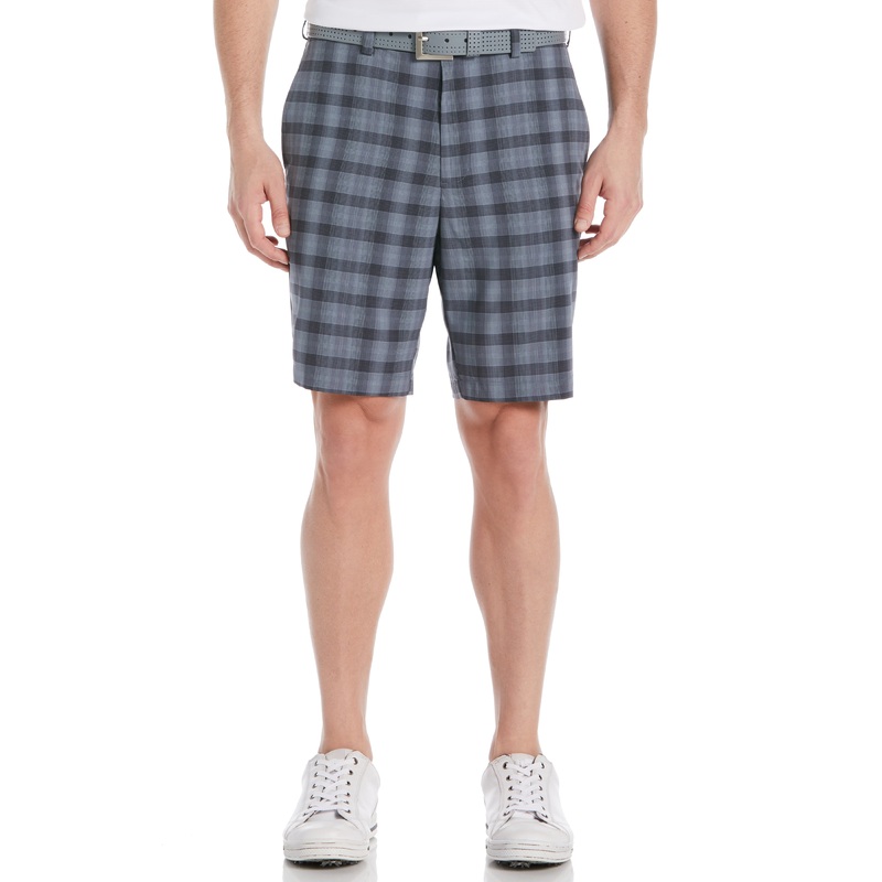 PGA TOUR Apparel Men's 9" Shadow Plaid Golf Shorts Active Waistband Black 38"