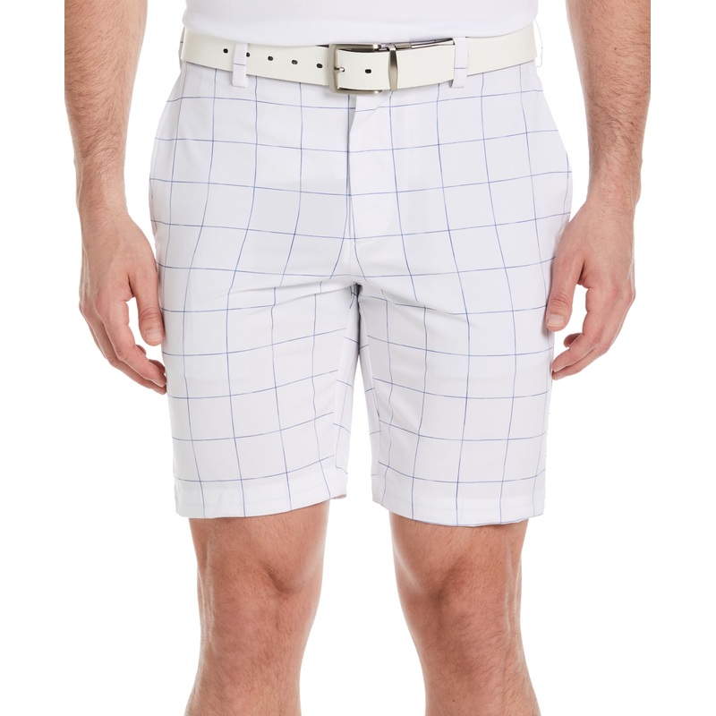 Pga Tour Men's Moisture Wicking Space Dyed Check 9" Golf Shorts White 42