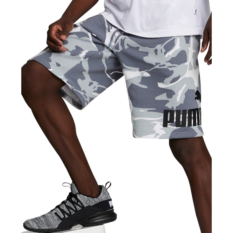 PUMA Mens Workout Shorts Camo Grey 2XL