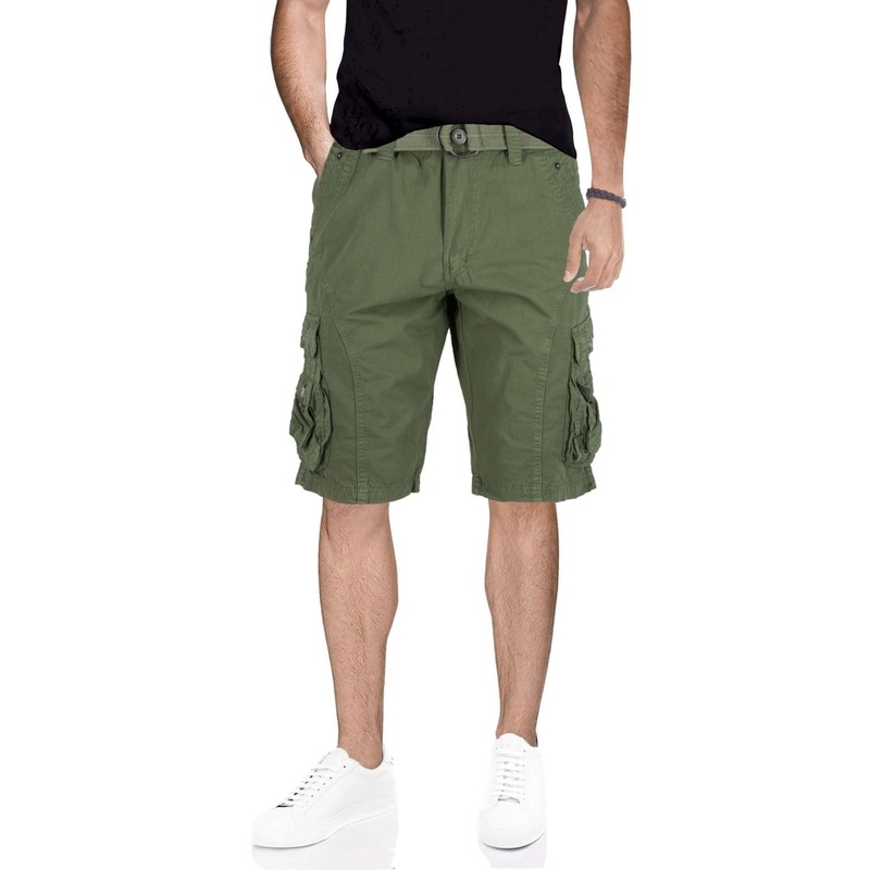 X-Ray Men's Belted Snap Detail Cargo Shorts Green Grass 32"