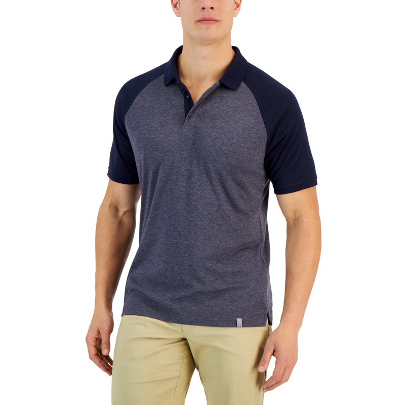 Alfani Men's AlfaTech Polo Shirt Blue Heather XL