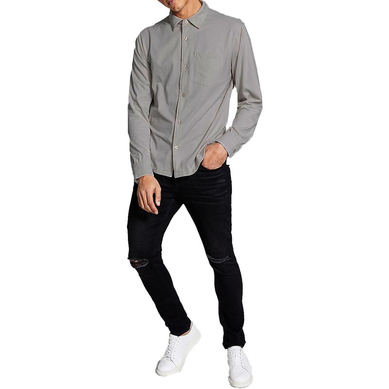 And Now This Mens Classic Fit Collared Button Down Shirt Grey Medium