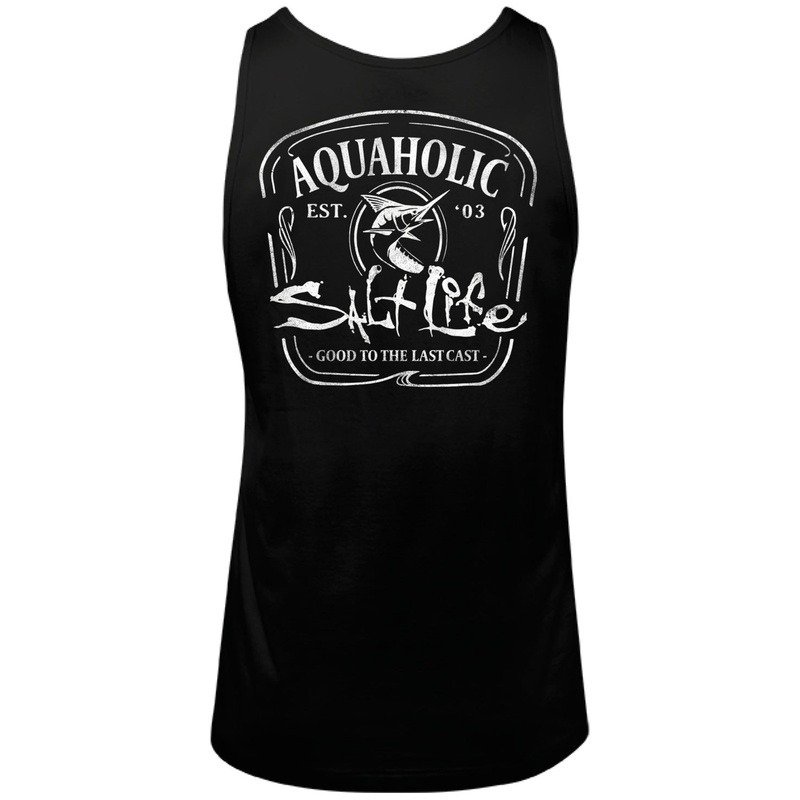 SALT LIFE Men's Good Cast Logo Sleeveless Tank T Shirt Black Medium