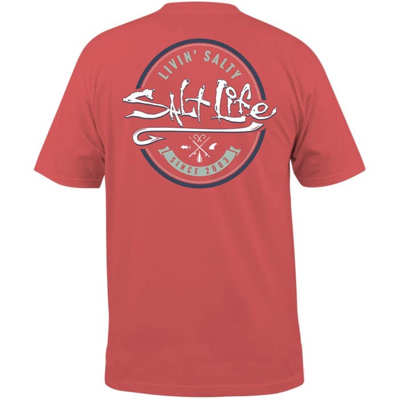 Salt Life Men's Playin Hookie Graphic Short Sleeve T Shirt Coral Red Small